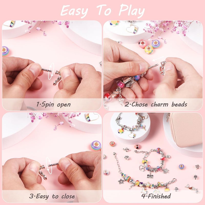 UFU Charm Bracelet Making Kit, Jewelry Making Kit Craft Gift for Girls 5 6 7 8-12, A Sweet Birthday Gift to Inspire Imagination & Creativity, with Portable Jewelry Box - Image 5